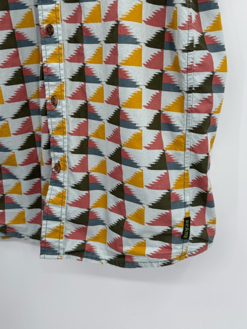 Prana Geometric Print Men's Short Sleeve Camp Shirt | Multicolor | Medium - Picture 3 of 5